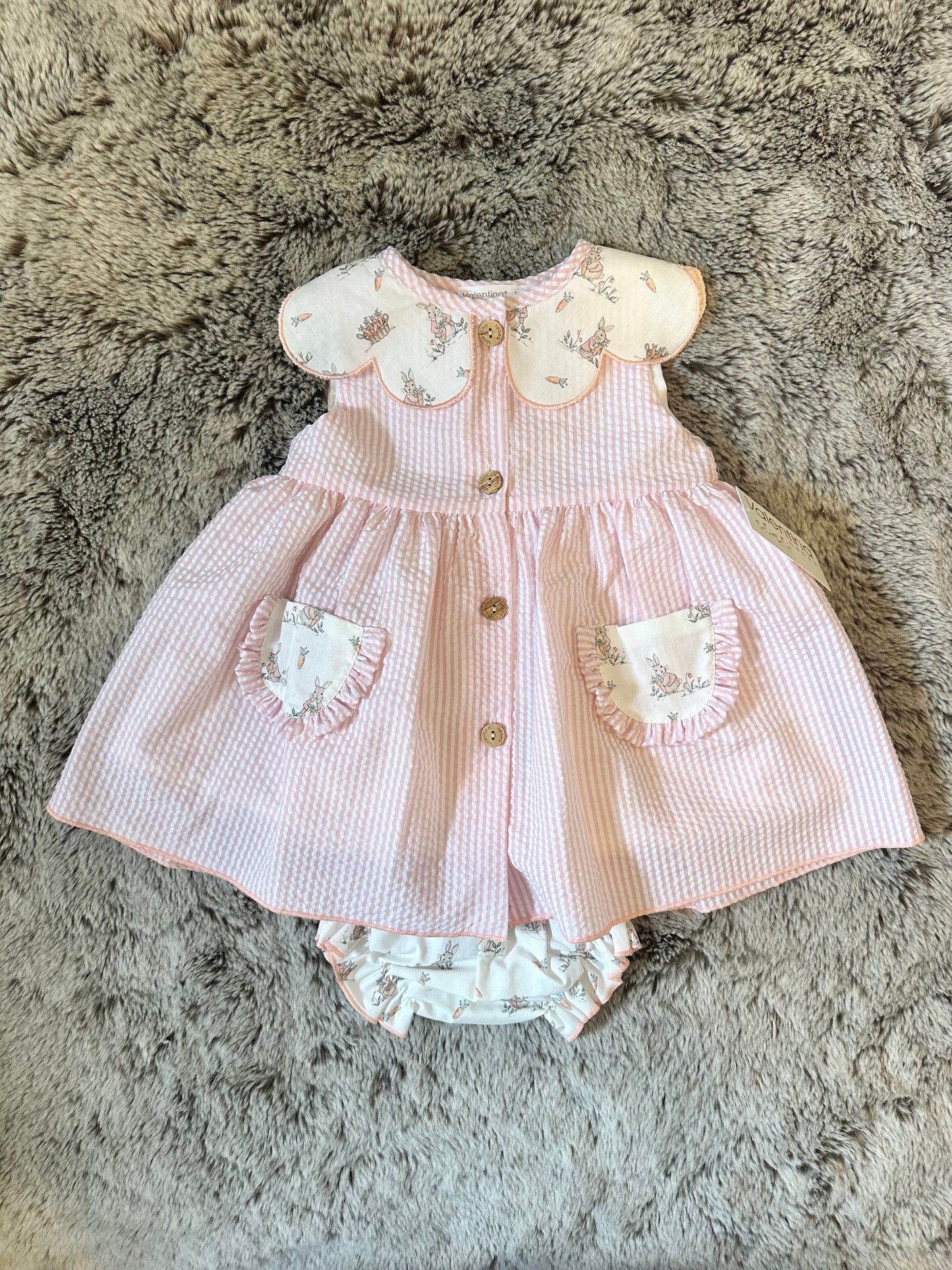Valentina Bebe Pale Pink & White Striped Dress