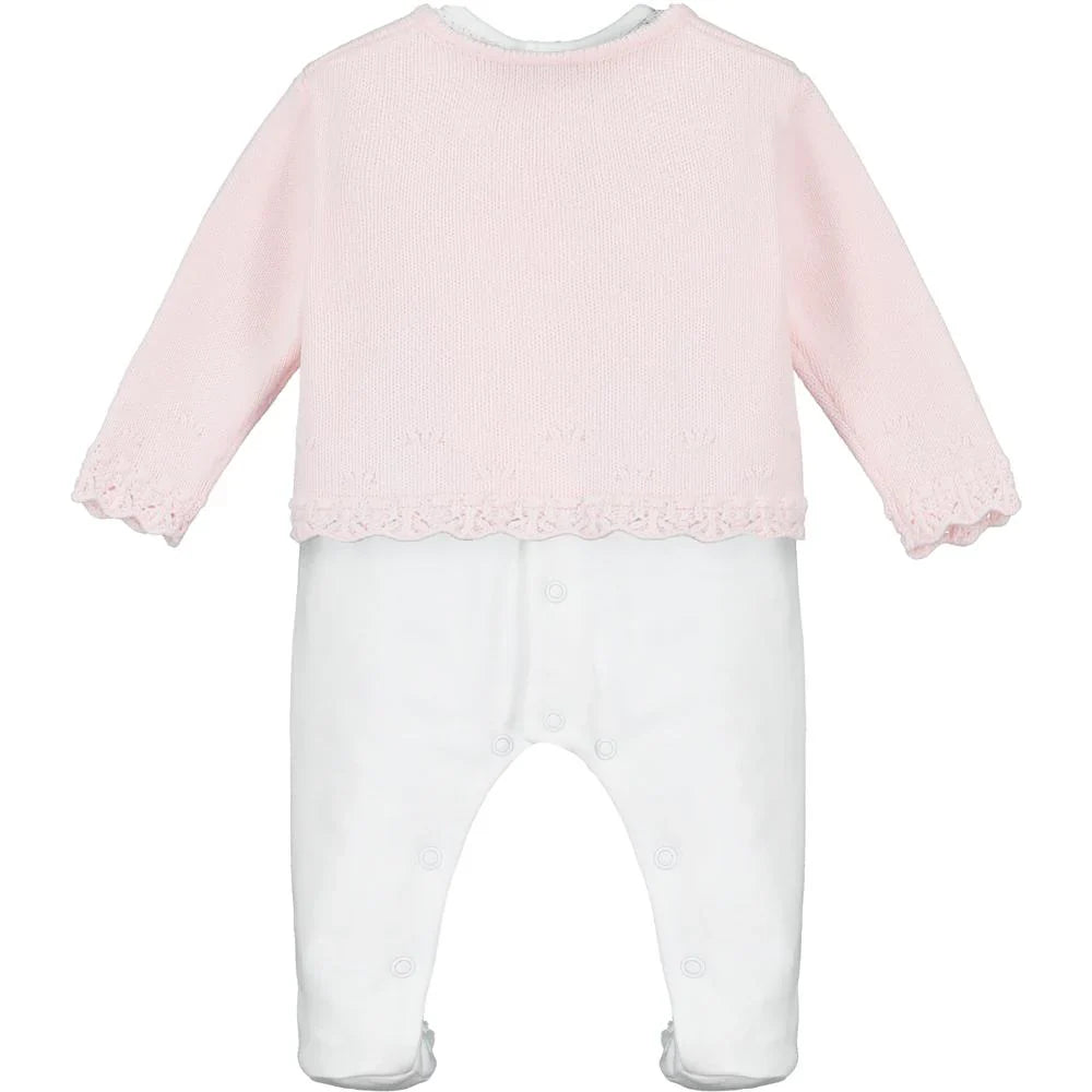 Emile et Rose Annabel Baby Girls Pink & White Babygrow & Cardigan Set