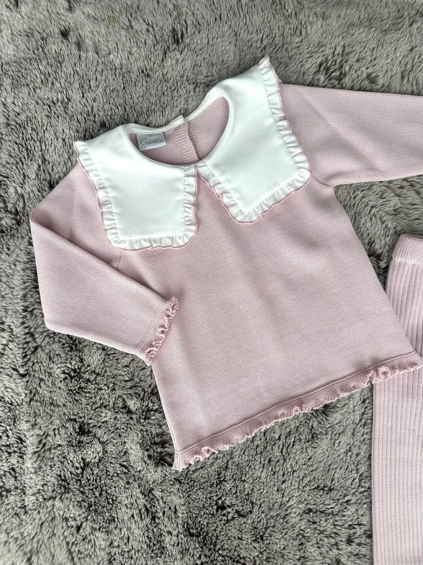 Granlei Girls Dusly Pink & Ivory Collared Legging Set