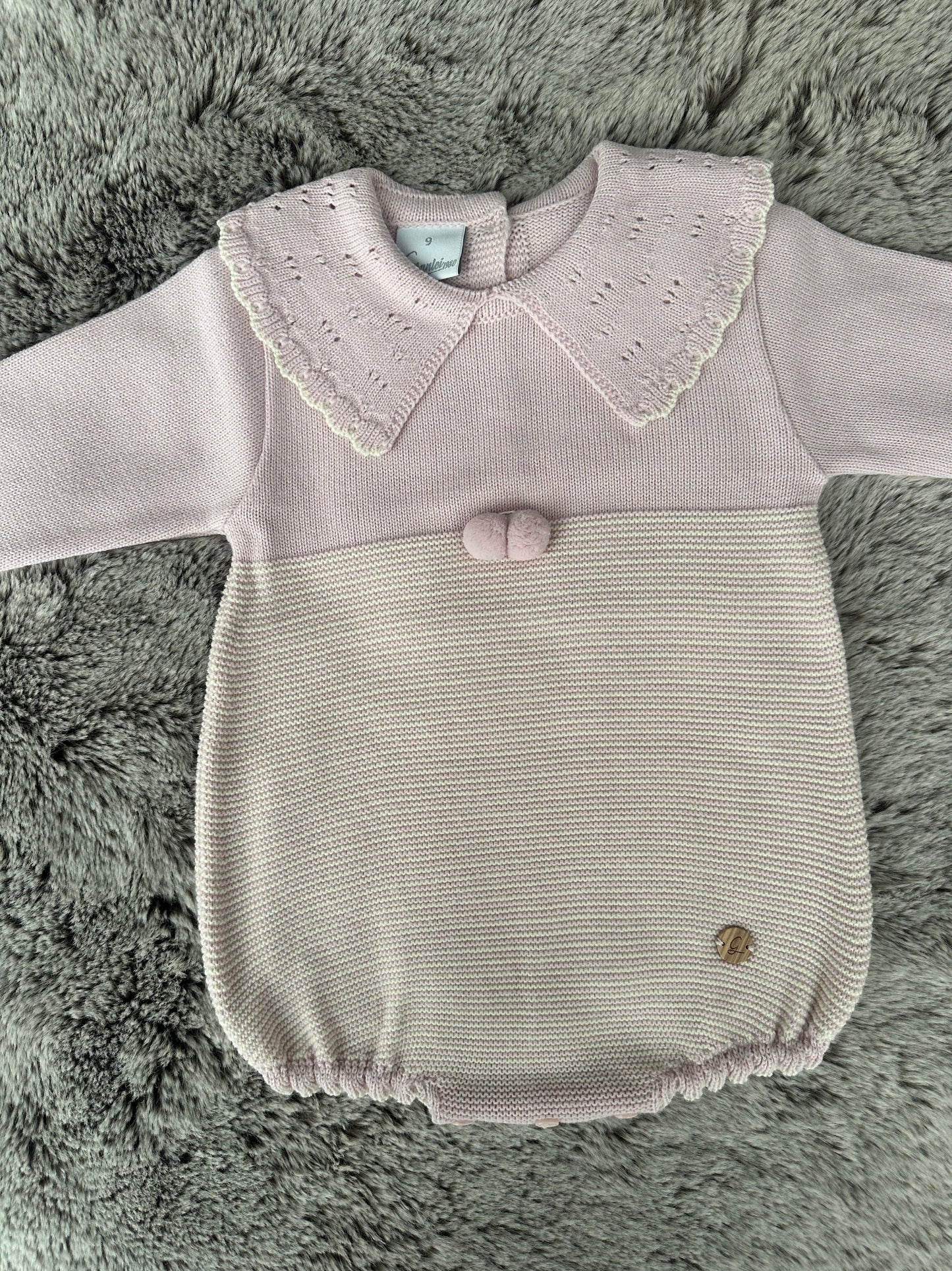 Granlei Dusky Pink & Ivory Cutwork Collared Romper