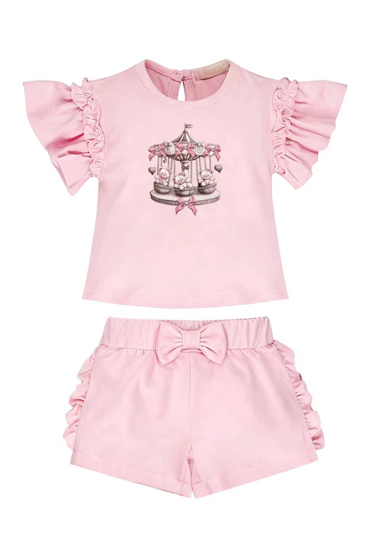 Giorgio Bambini Pink Teddy Carousel Short Set