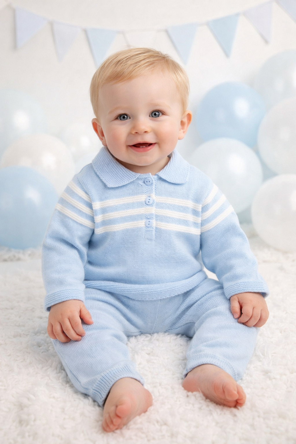 Pex Boys Blue Mateo Knitted Trouser Set