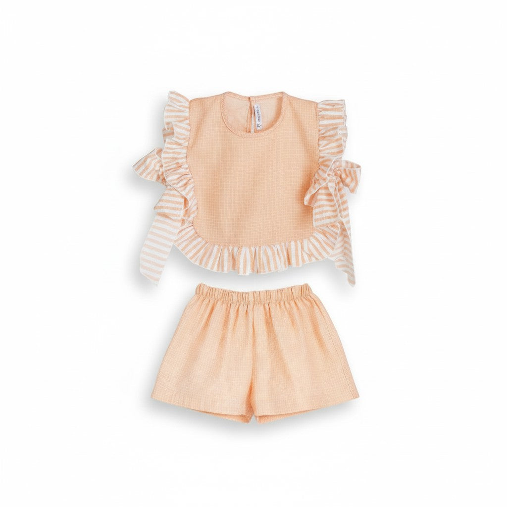 Calamaro Girls Orange Top & Shorts Set