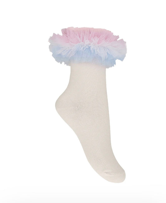 Daga Pastel Pink, Tulle Trimmed Socks