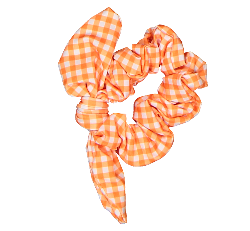 Paperboat Orange & White Gingham Hair Scrunchie