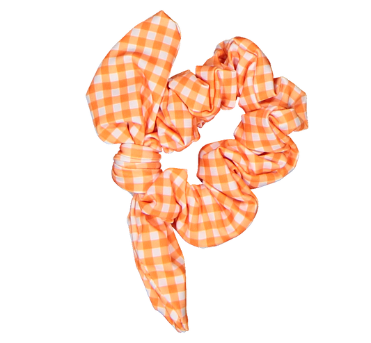 Paperboat Orange & White Gingham Hair Scrunchie