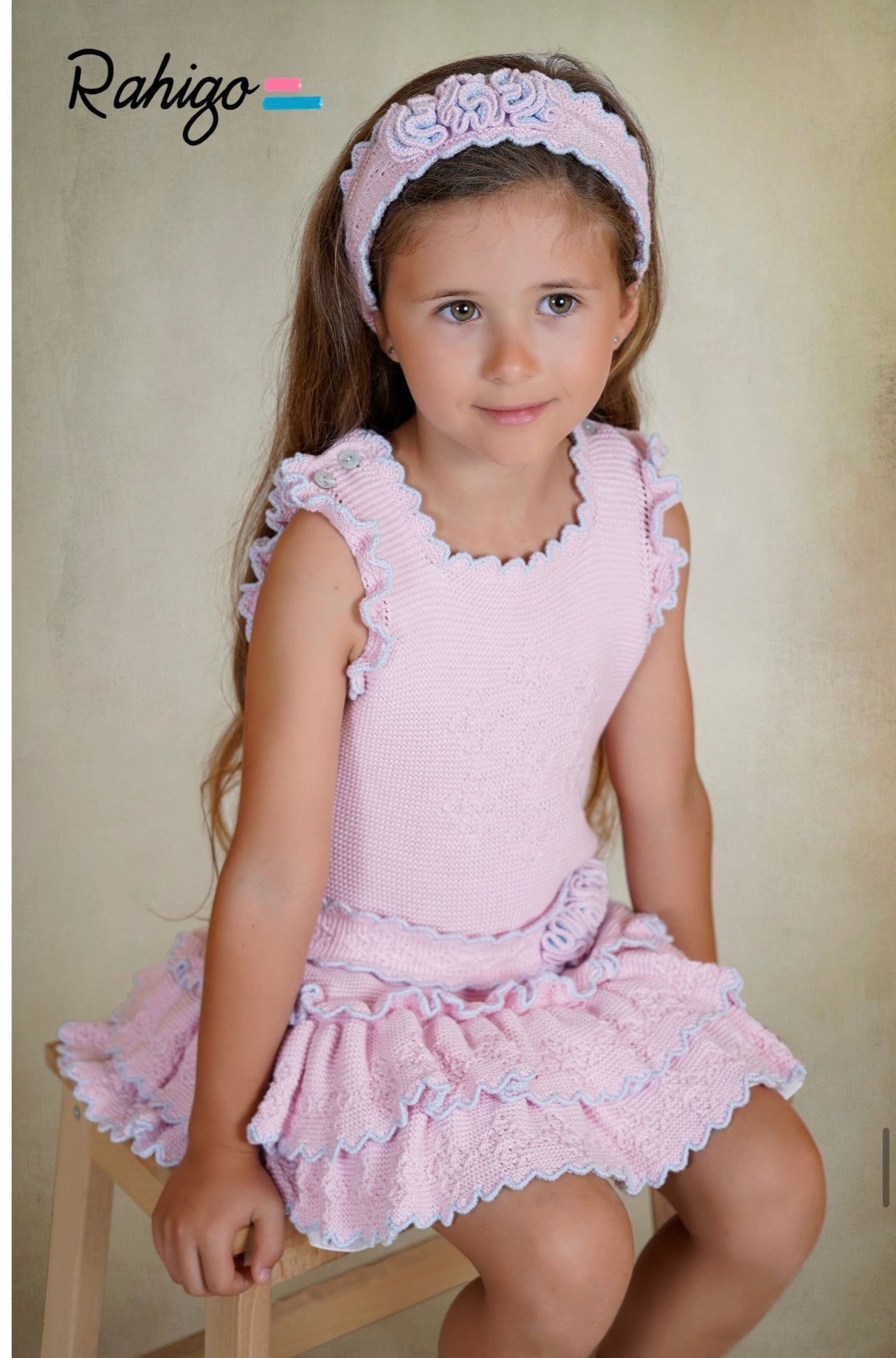 Rahigo Girls Pink & Blue Dropwaist Dress