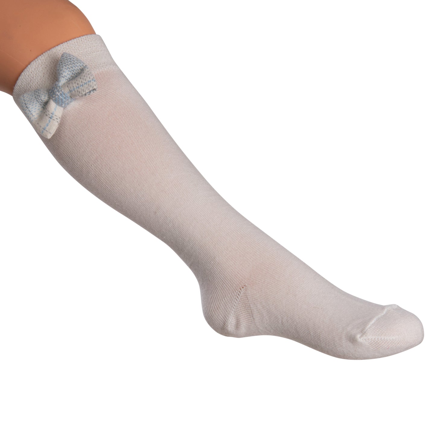 AW23 Daga White & Blue Tweed Check Bow Socks