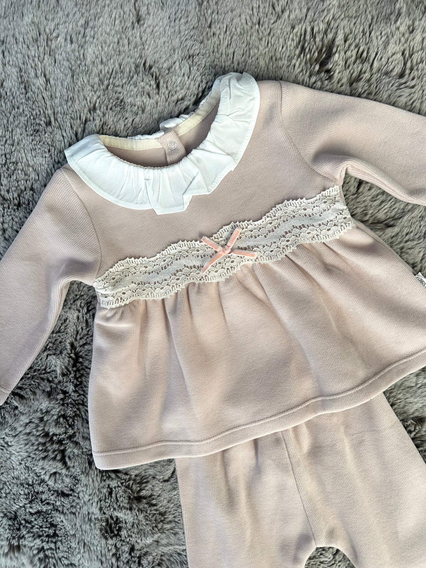 Tongs Baby Dusky Pink Frill Collared Legging Set