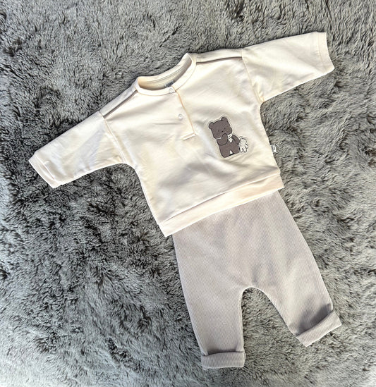 Tongs Baby Beige Teddy Bear Trouser Set