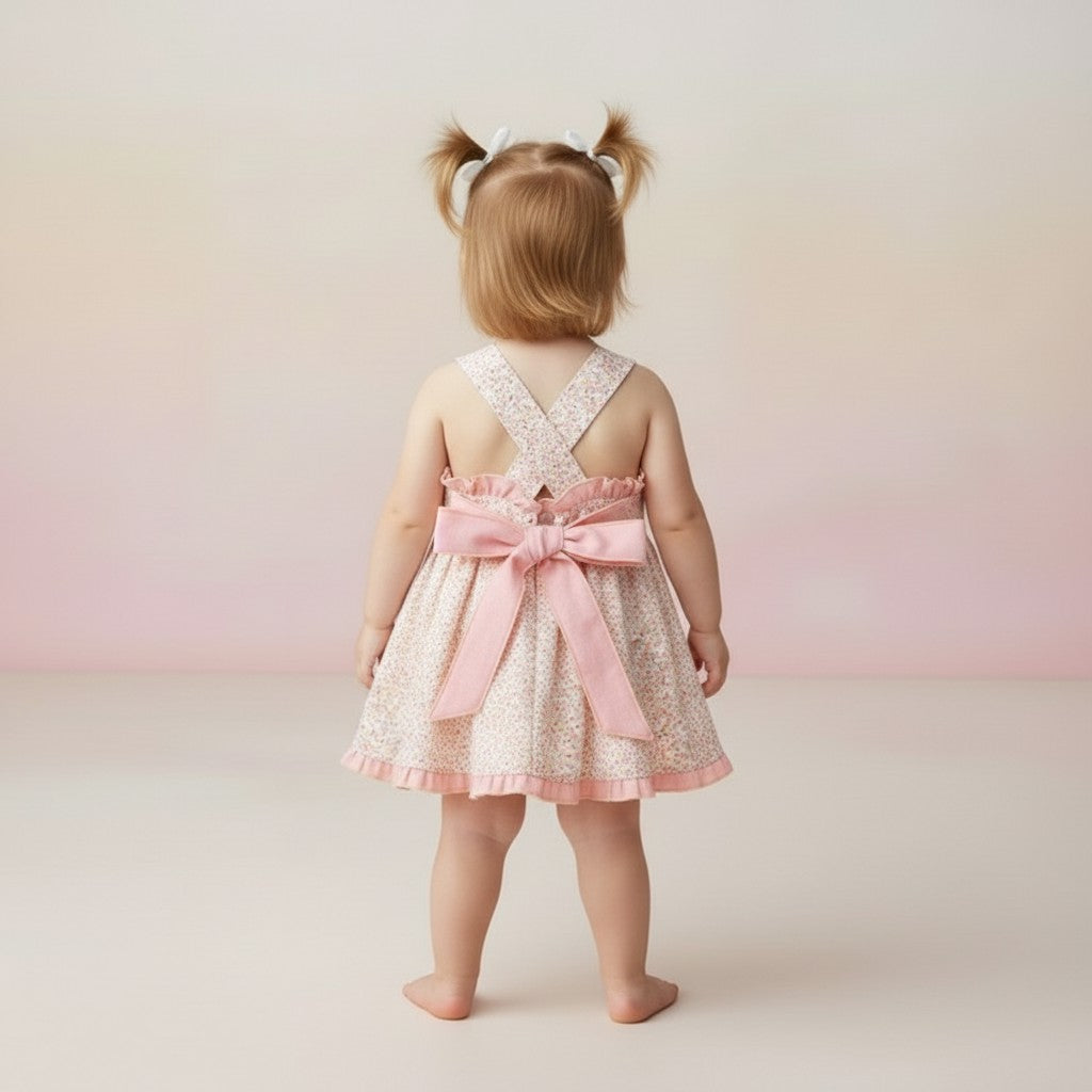 Calamaro Girls Ditsy Print Dress & Pants Set