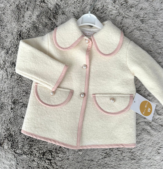 Puro Mimo Ivory & Pink Wool Jacket