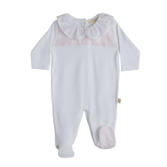 Baby Gi White & Pink Candy Stripe Babygrow