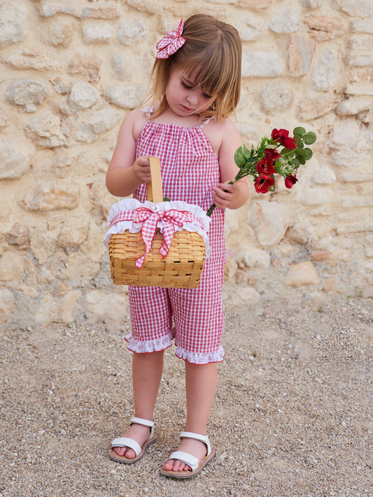 Rapife Girls Red Gingham Jumpsuit