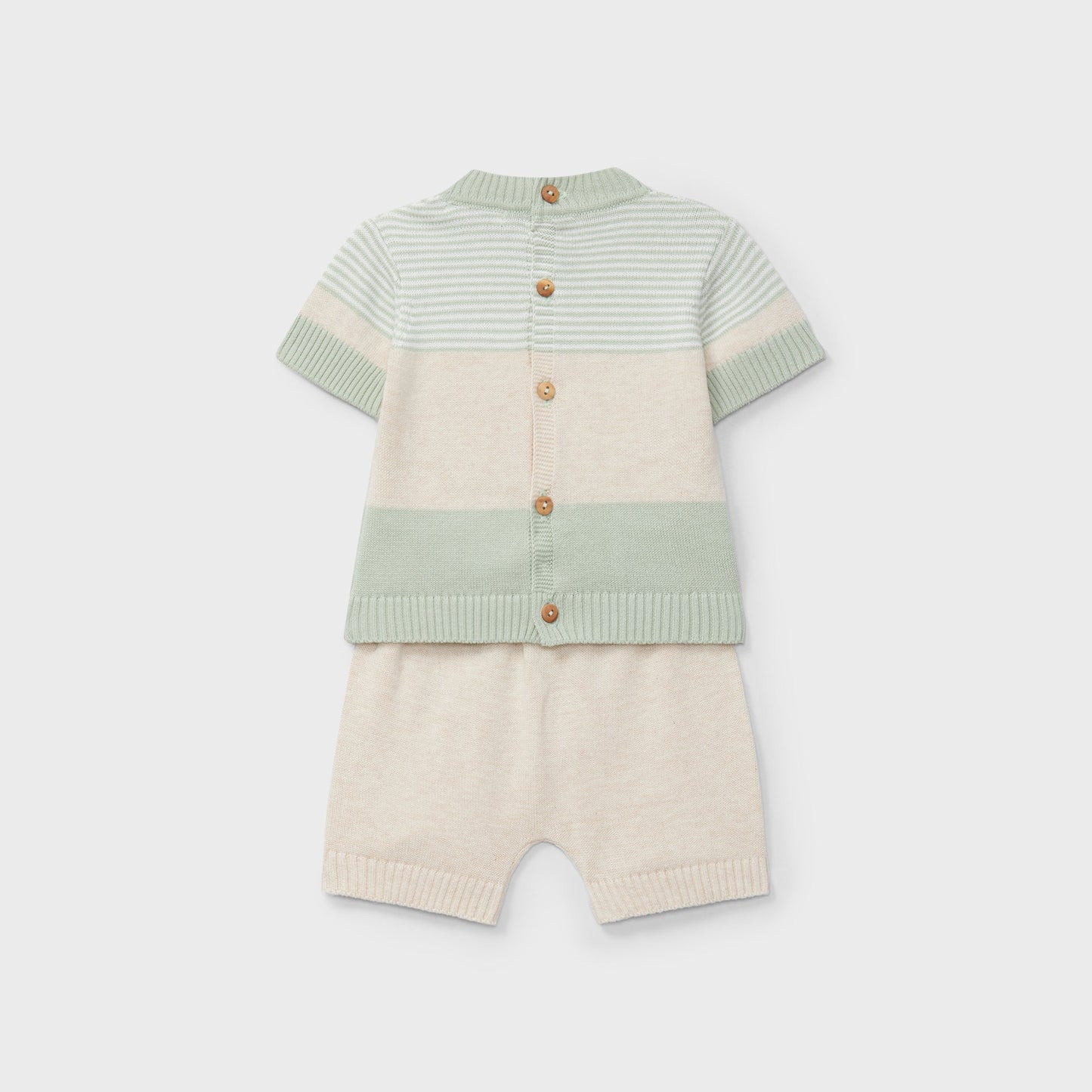 Dr. Kid Boys Green & Beige Striped Shorts Set