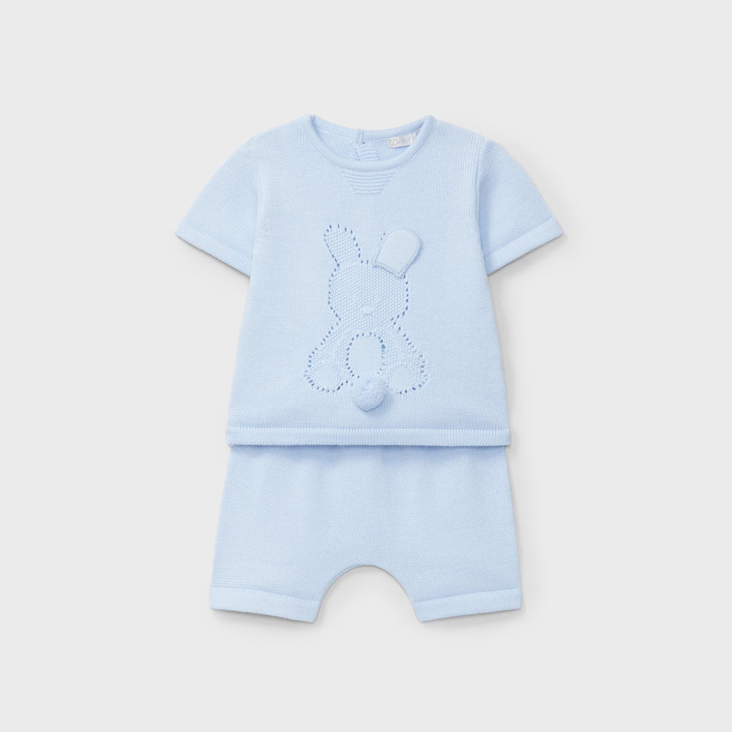 Dr. Kid Blue Knitted Bunny Shorts Set