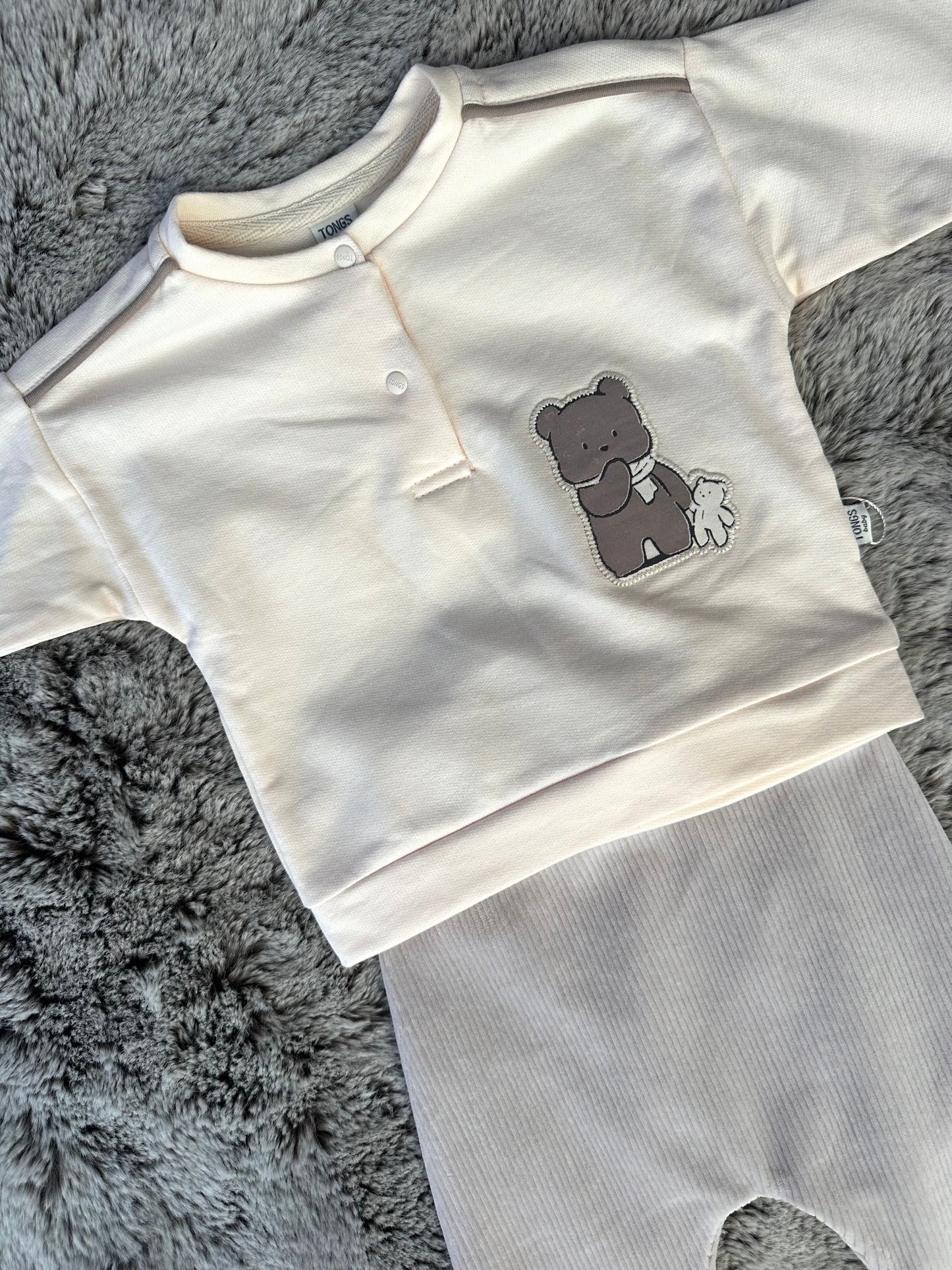 Tongs Baby Beige Teddy Bear Trouser Set