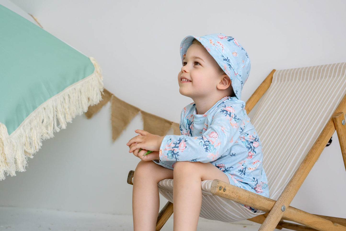 Jamiks Neptune Baby Boys Blue & Aquatic Print Swimsuit