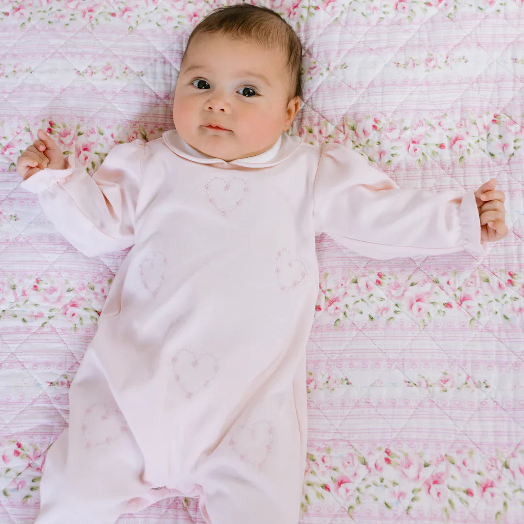 Emile et Rose Girls ‘Jenna’ Pink Heart Embroidered Babygrow