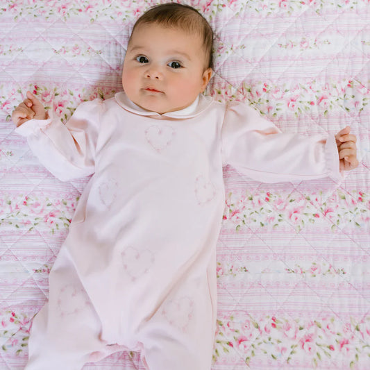 Emile et Rose Girls ‘Jenna’ Pink Heart Embroidered Babygrow