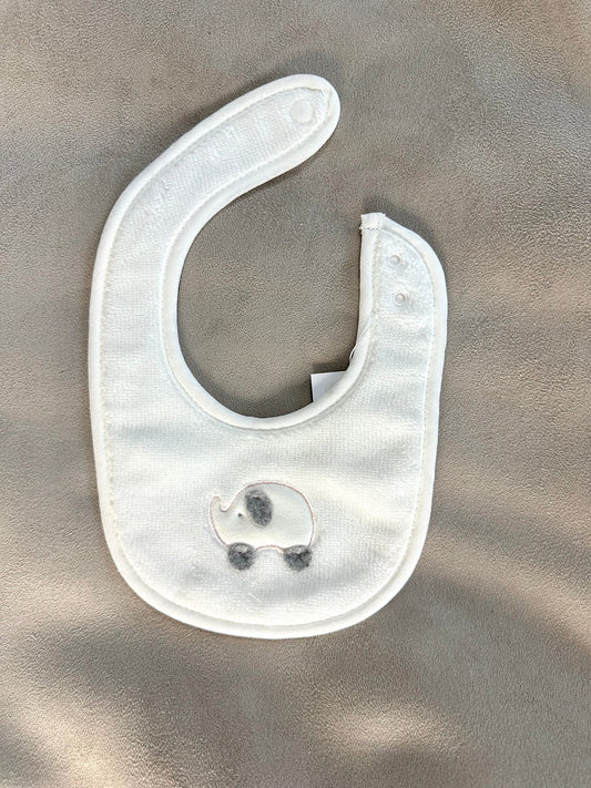 Coccode White/Pink Bamboo Mix Elephant Motif Bib