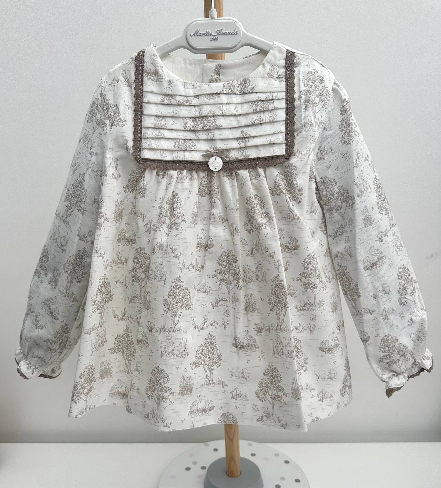 Martin Aranda Ivory & Taupe Toile De Jouy Print Dress Set