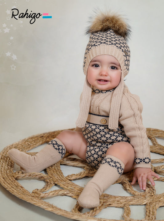 Rahigo Navy & Camel Check Romper
