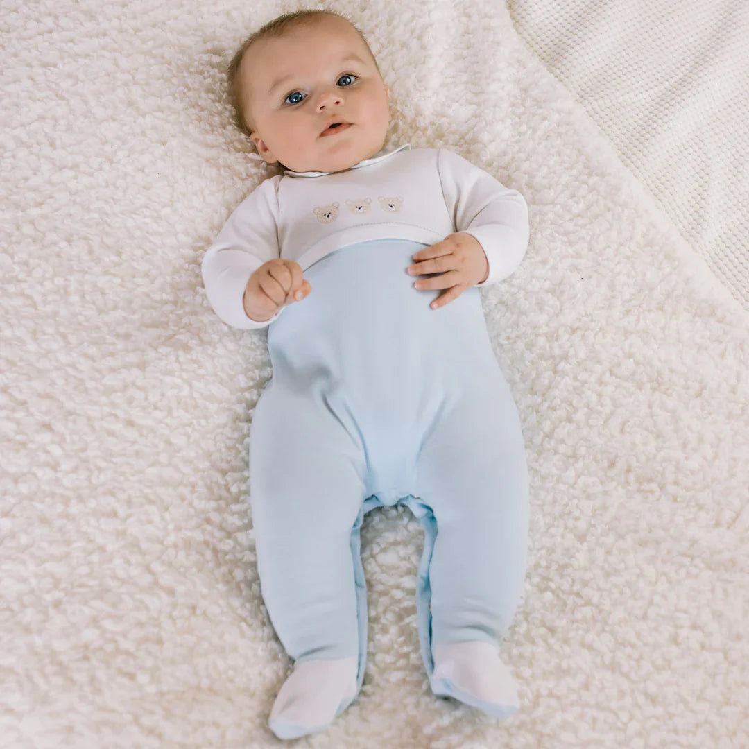 Emile et Rose ‘Jasper’ Blue & White Babygrow & Hat Set