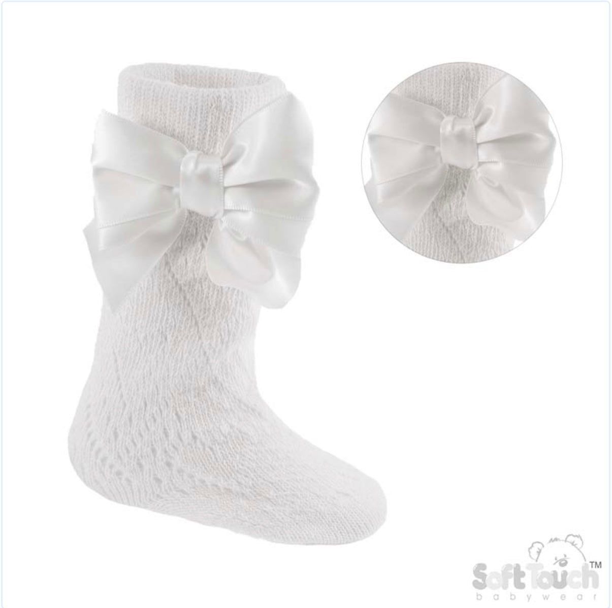 Soft Touch White Bow Knee High Socks