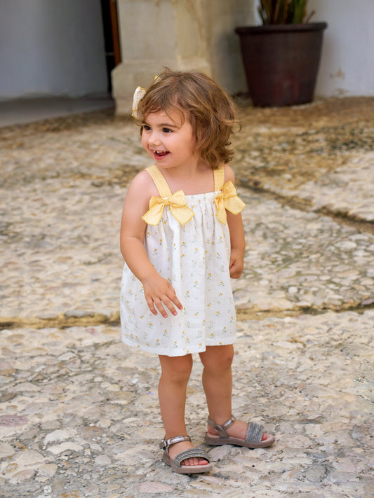 Rapife Girls Yellow Ditsy Print Dress Set