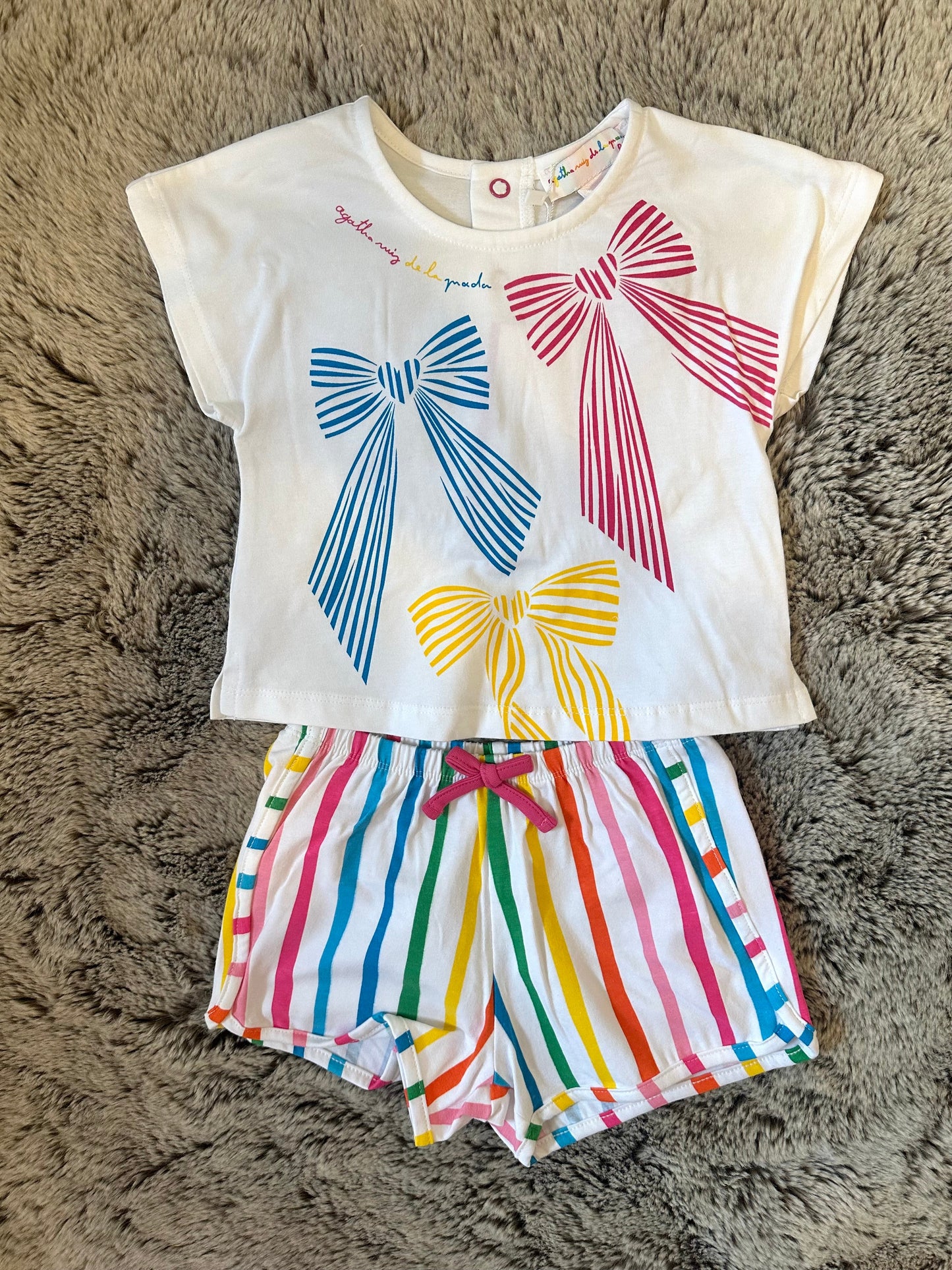 Agatha Ruiz de la Prada White Bow Print Shorts Set