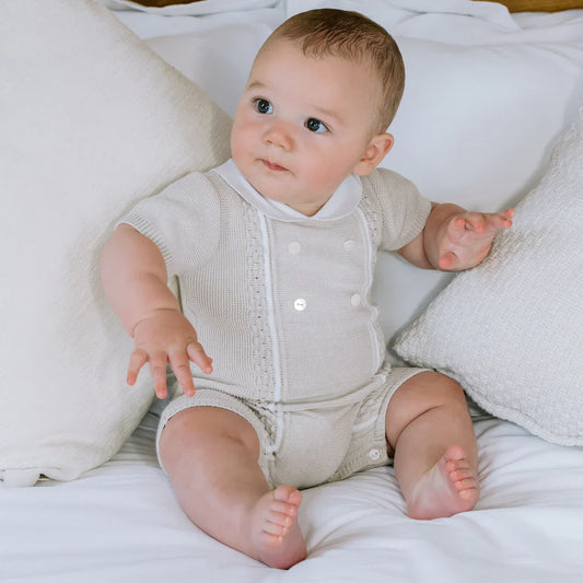 Emile et Rose ‘Java’ Stone Knitted Romper