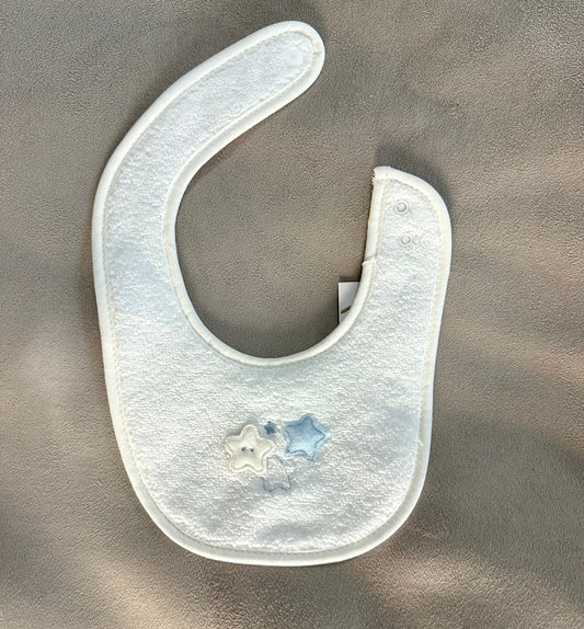 Coccode White/Blue Bamboo Mix Star Motif Bib