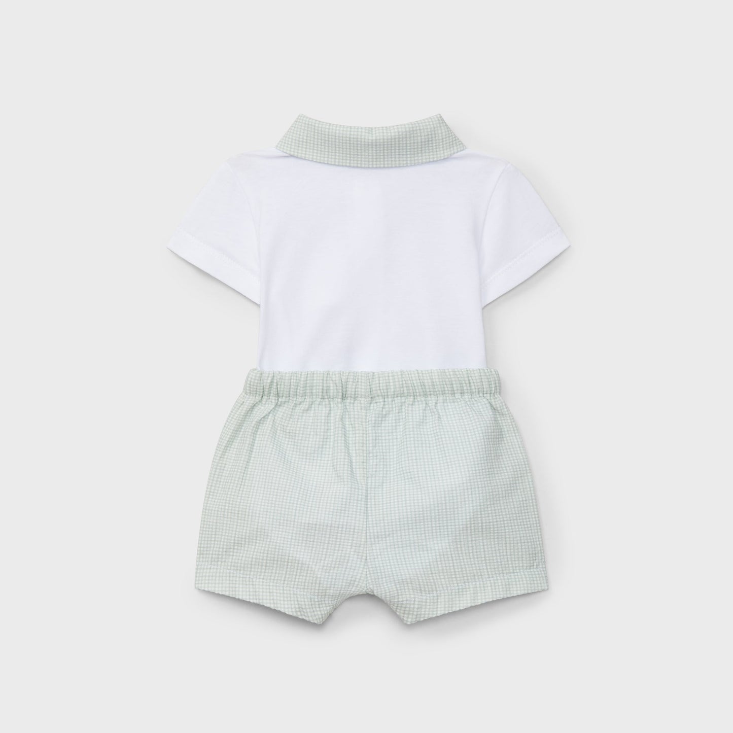Dr. Kid White & Green Gingham Shorts Set
