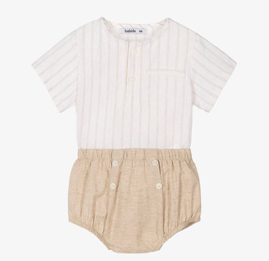 SS24 Babidu Beige Striped Jam Pants Set
