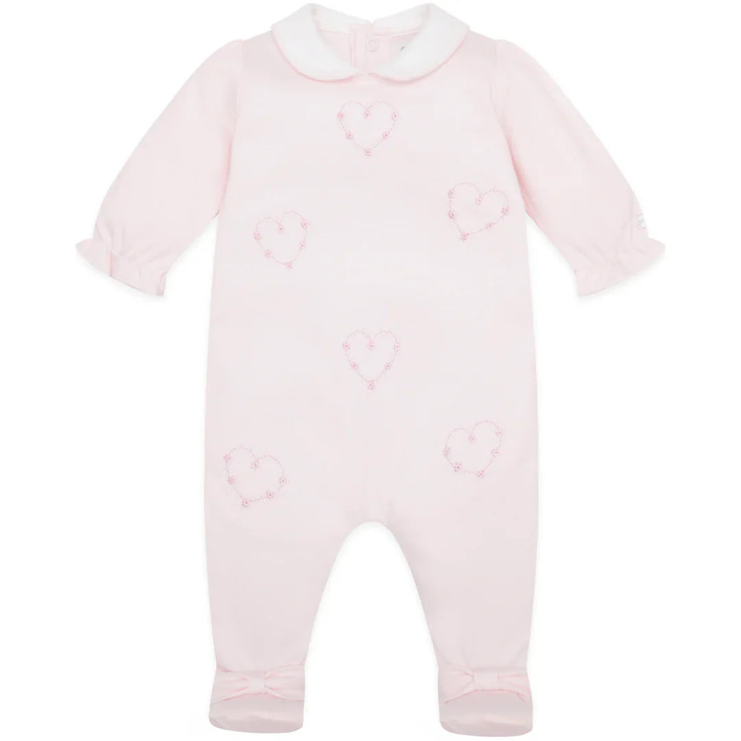 Emile et Rose Girls ‘Jenna’ Pink Heart Embroidered Babygrow