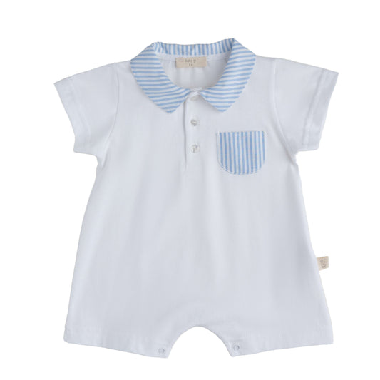Baby Gi White & Blue Candy Stripe Romper