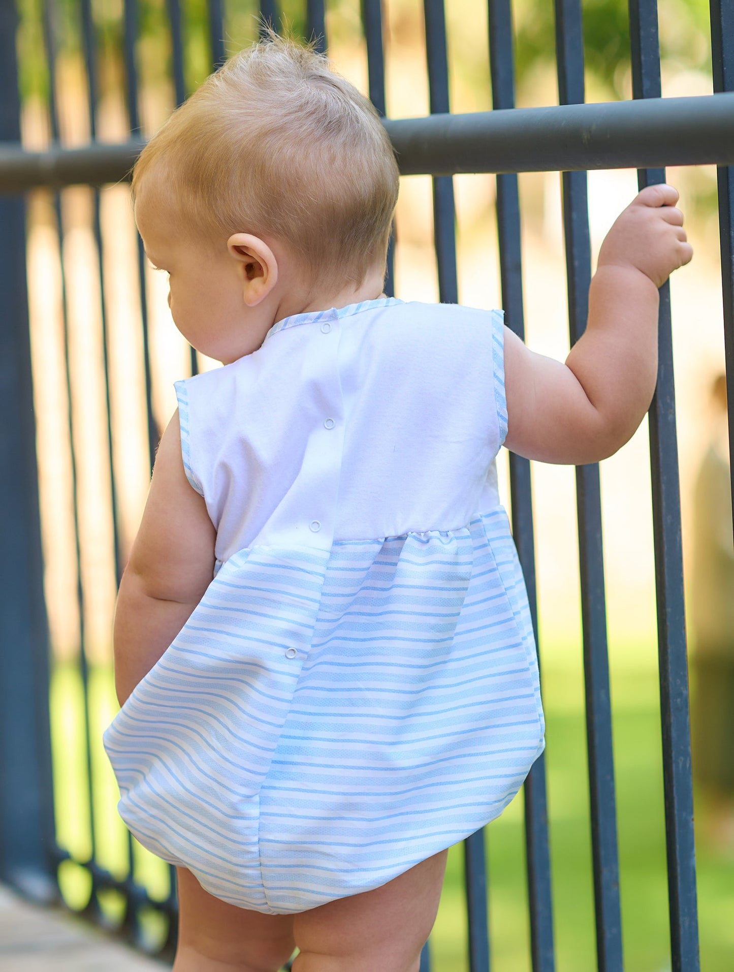 Rapife Boys Sky Blue & White Striped Romper