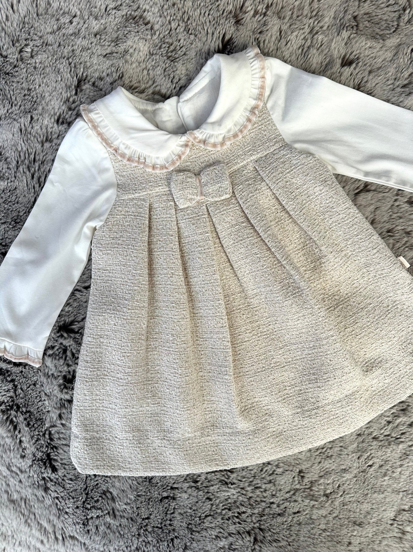 Tong Baby Ivory & Gold Flecked Dress