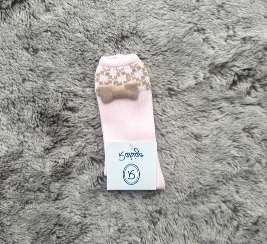 Rahigo Pink and Camel Trim Socks