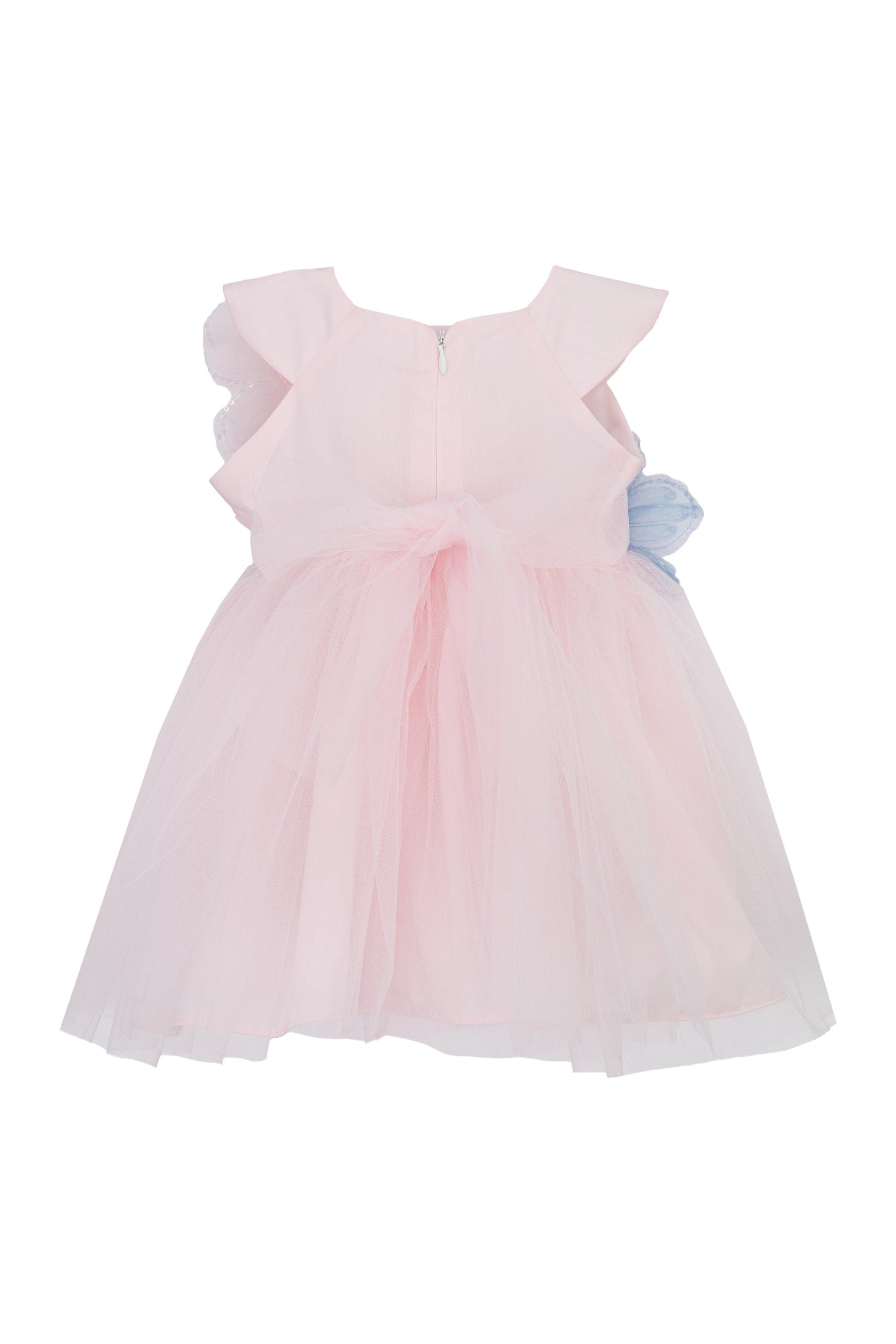 Daga Pastel Pink Satin Flower Motif Tulle Dress