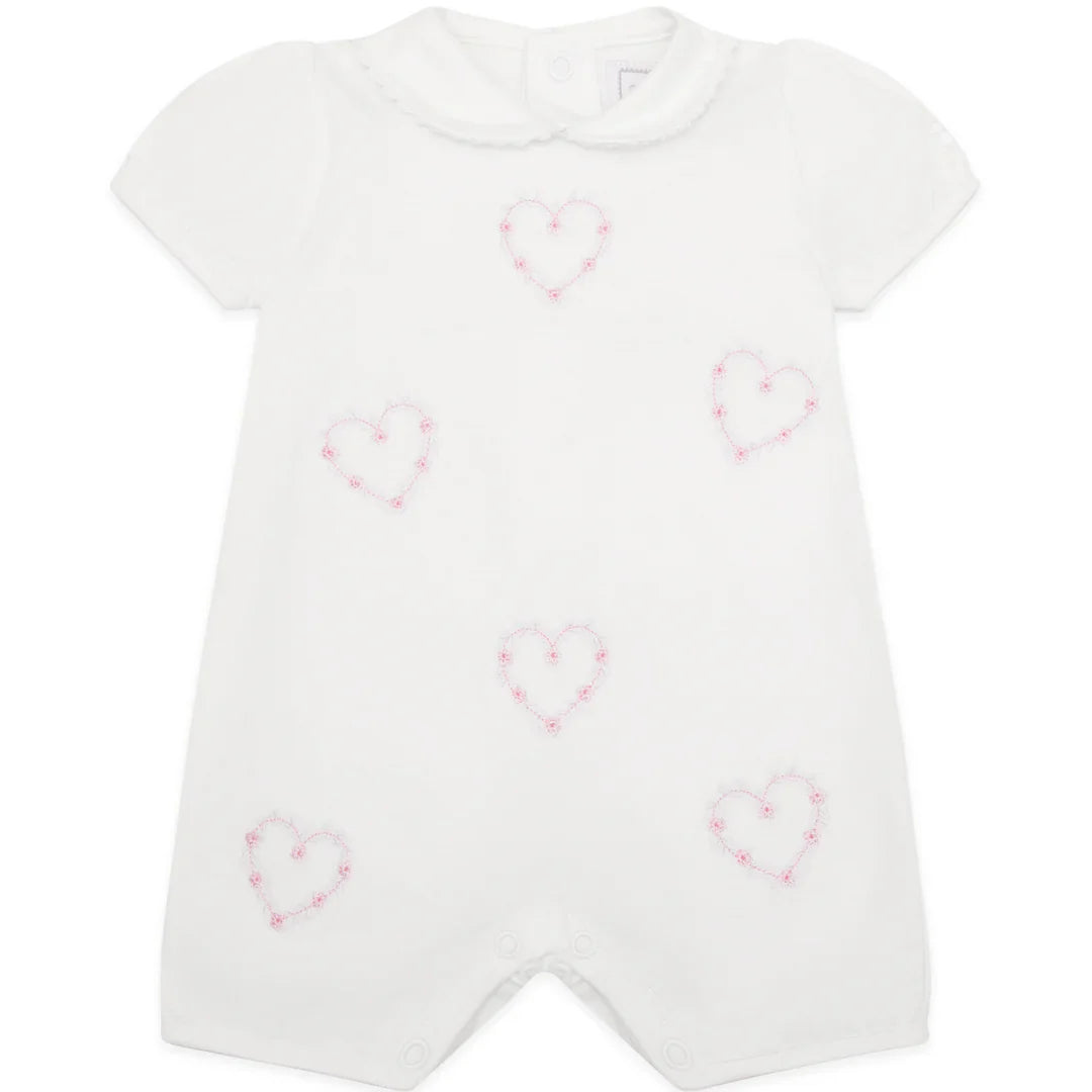 Emile et Rose ‘Jody’ White Girls Heart Embroidery Romper
