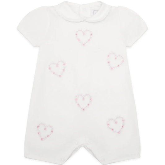 Emile et Rose ‘Jody’ White Girls Heart Embroidery Romper