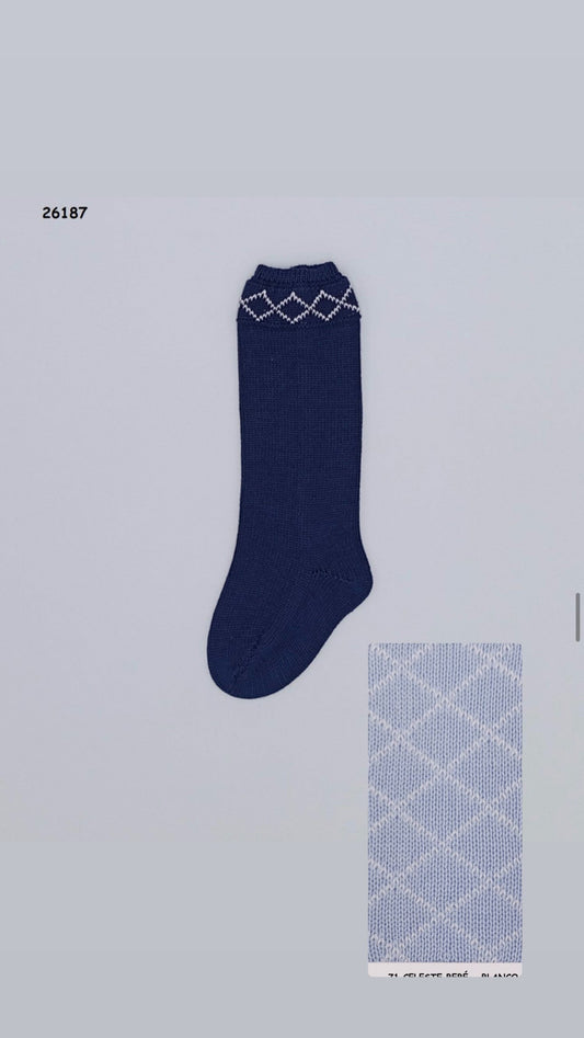 Rahigo Blue & White Check Socks