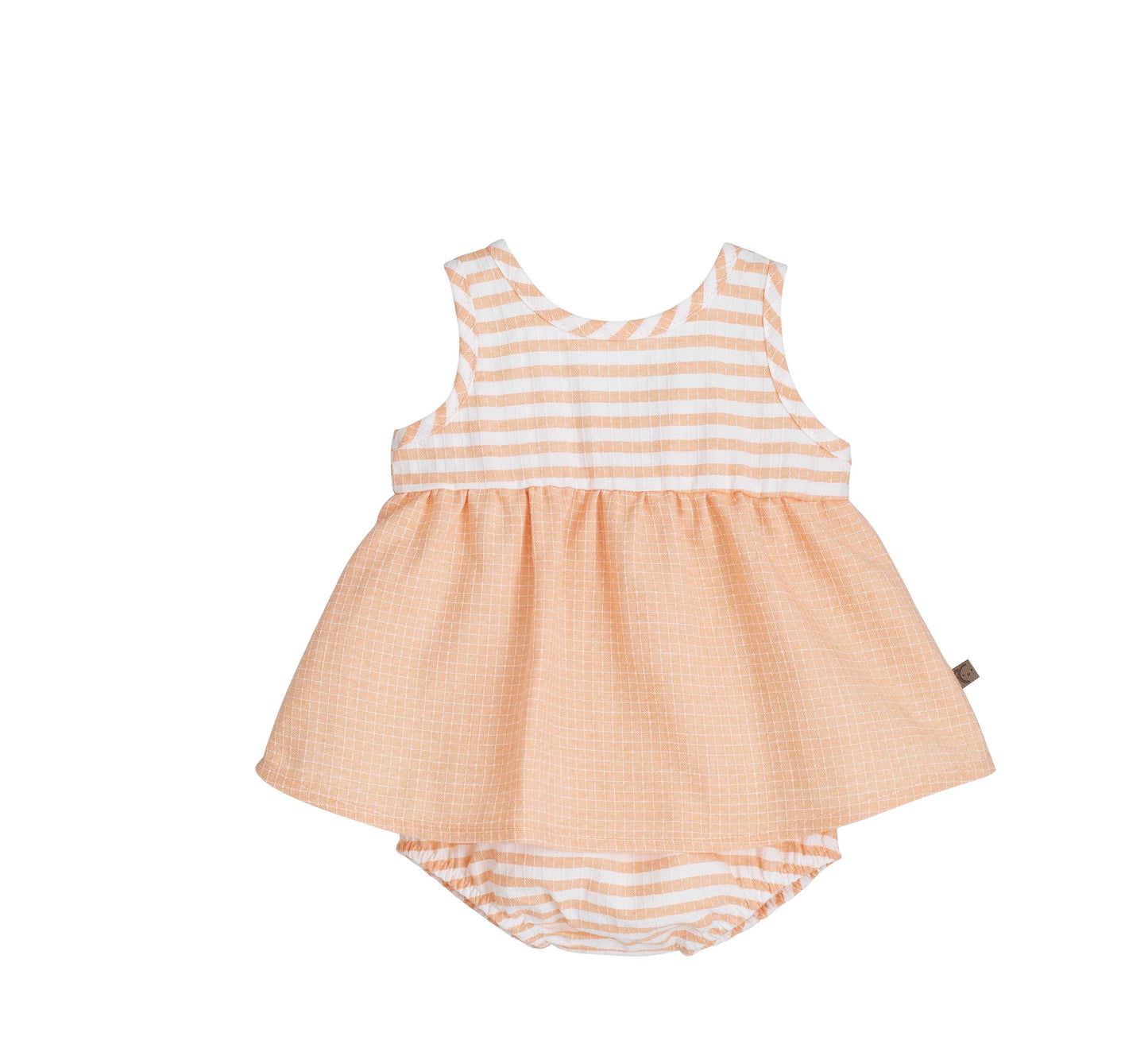 Calamaro Baby Girls Orange Striped Dress & Pants Set