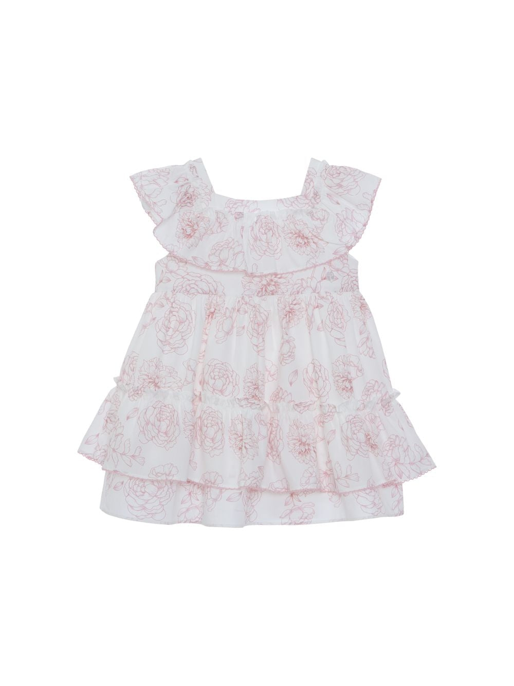 Patachou White & Pink Cotton Floral Dress