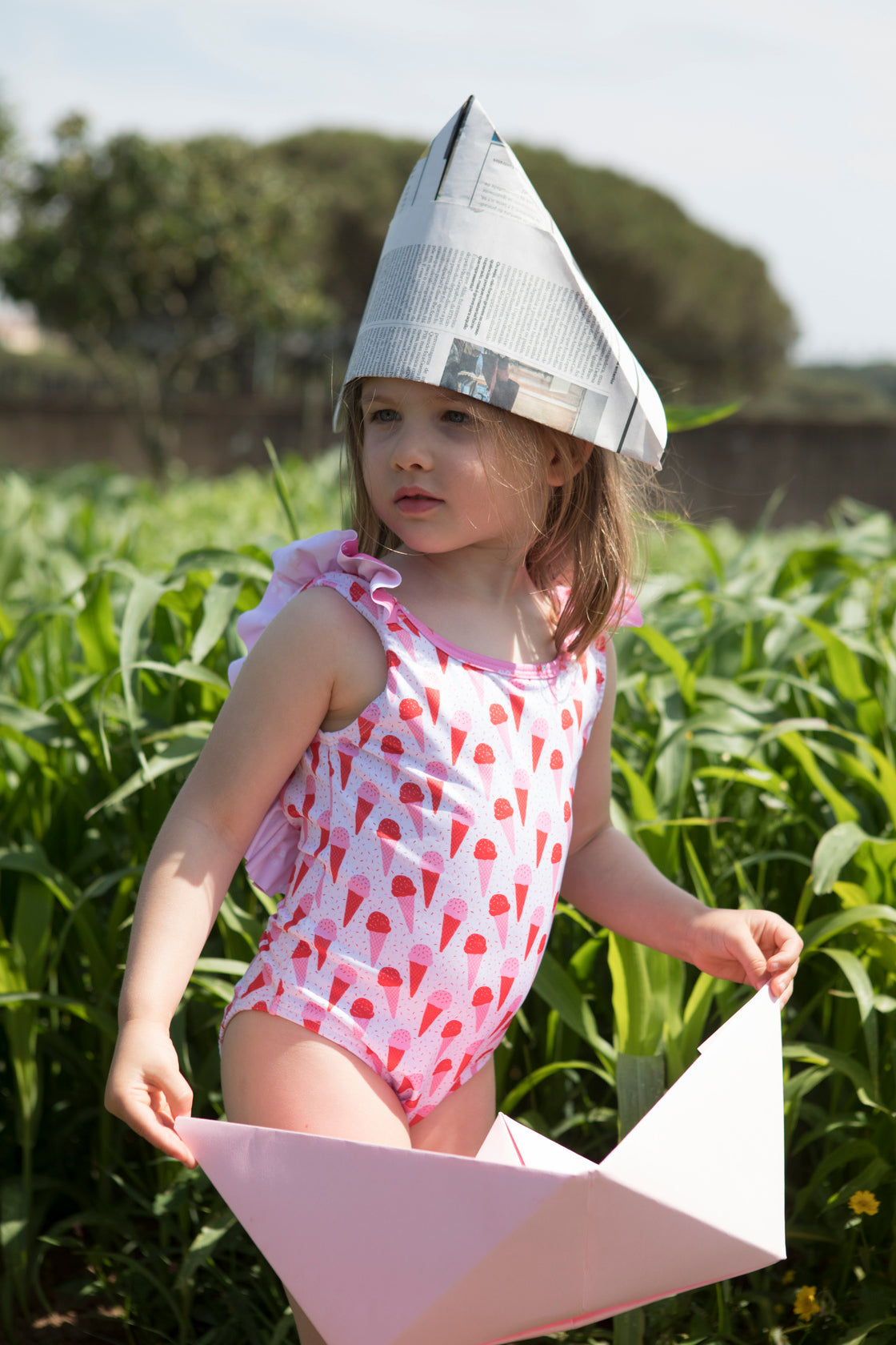 Paperboat Pink Ice Cream Print Swimsuit