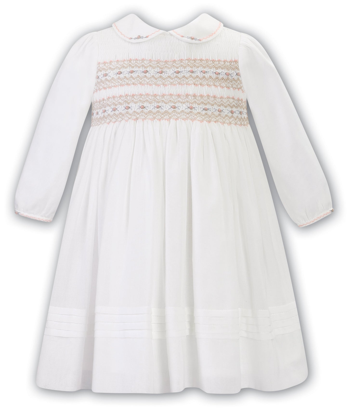 AW23 Sarah Louise Ivory Peach Smocked Dress