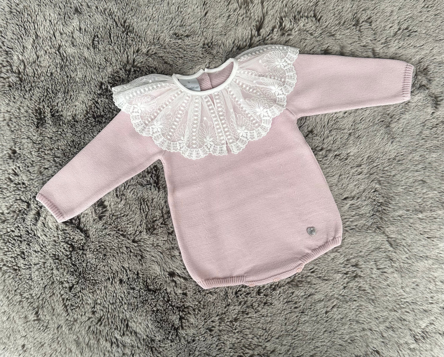 Granlei Dusky Pink & Ivory Lace Collared Romper