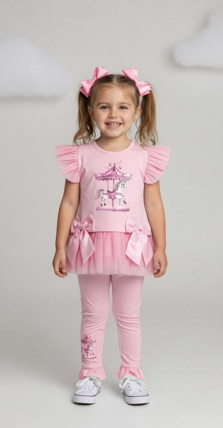 Giorgio Bambini Pink Carousel Leggings Set